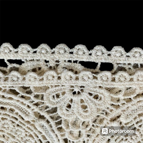 SOLITAIRE Ladies Crochet Lace Top Long Sleeve Ivory Delicate Scoop Neck SIZE L - Picture 5 of 9